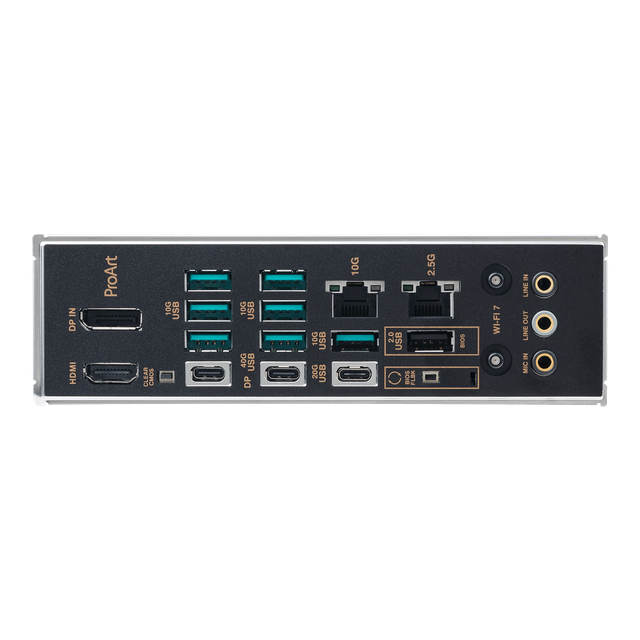 Pro Art X870 E Creator Wifi Io Ports Closeup